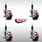 Service Caster 3'' SS Red Poly Swivel 1'' Expanding Stem Caster Set with Brake, 4PK SCC-SSEX20S314-PPUB-RED-TLB-1-4 - alternate 4